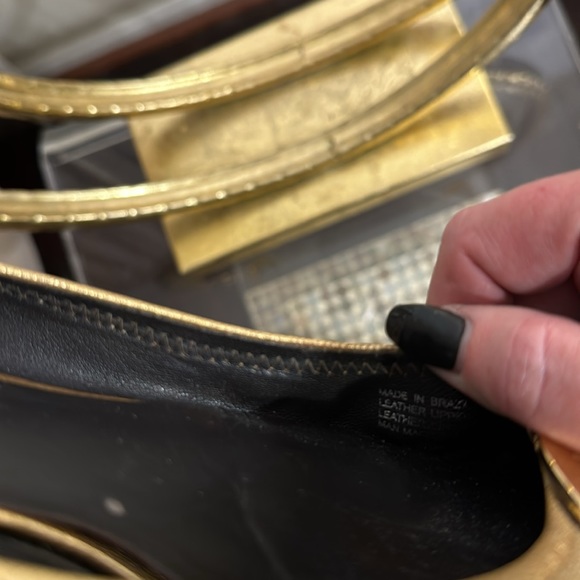 Tory Burch Reva Metallic Gold Ballet Flat With Gold Metal Double T Logo - Picture 9 of 16